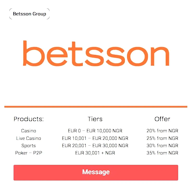 Betsson Affiliates Offer