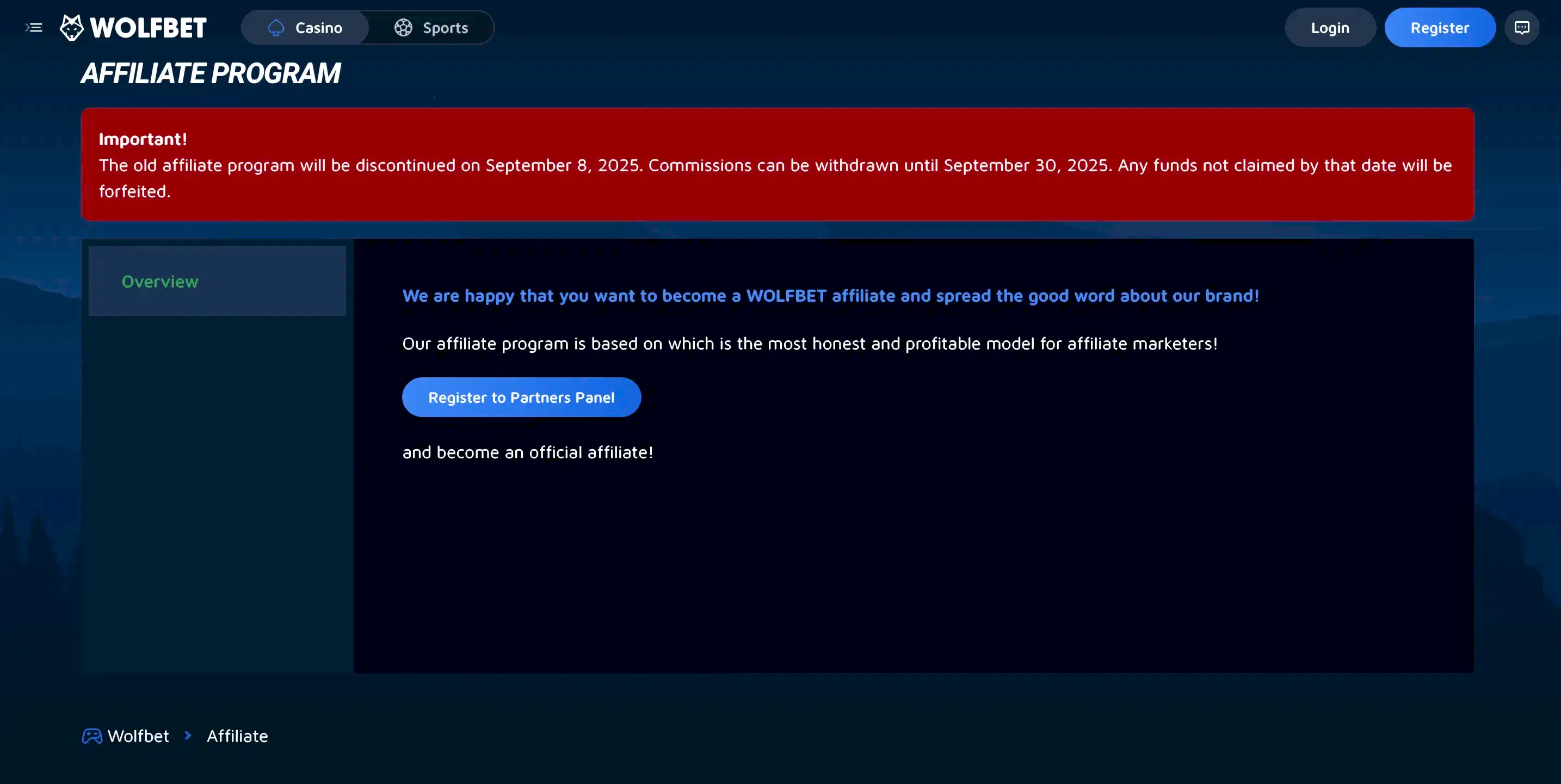 wolf bet partners bitcoin casino affiliate program